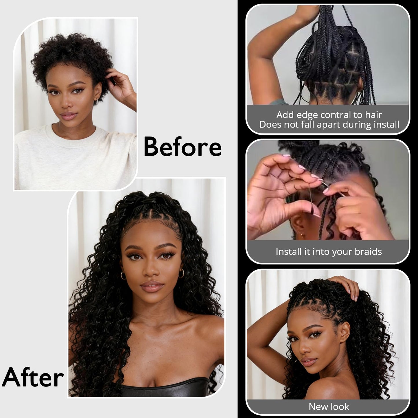 Feather Crochet Hair for Black Women Miracle Knots Invisible Curly Water Wave Crochet Hair Black Pre-Separated Deep Wave Synthetic Braiding Hair Extensions (OT30, 12, Burmese Curly)