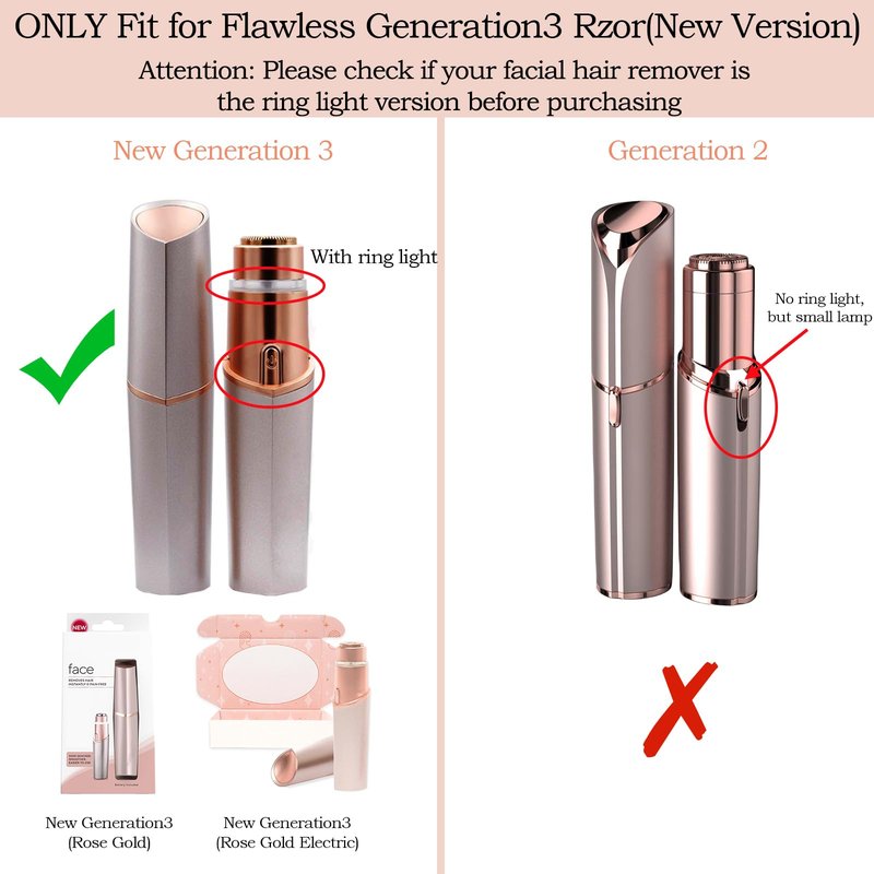 Finishing Touch Flawless Facial Hair Remover, Generation 3 Replacement Heads with 18 Karat Gold-Plated Head, 3 Pack