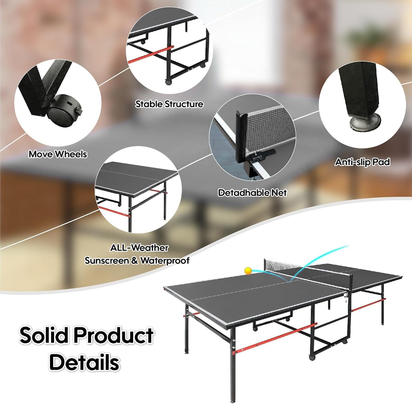 Professional Foldable Ping Pong Table - 8 X 4 FT Indoor/Outdoor with Net, 2 Paddles & 3 Balls | Tournament Quality