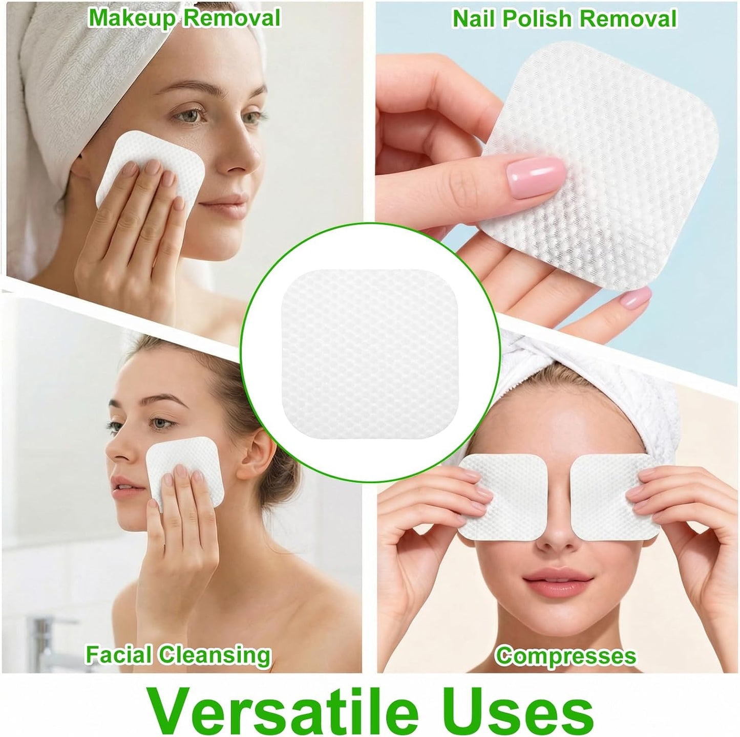 Large Square Cotton Pads - 150 Pcs Lint-Free Makeup Removal & Cleansing | 3.14" Soft Cotton Pads for Face Use