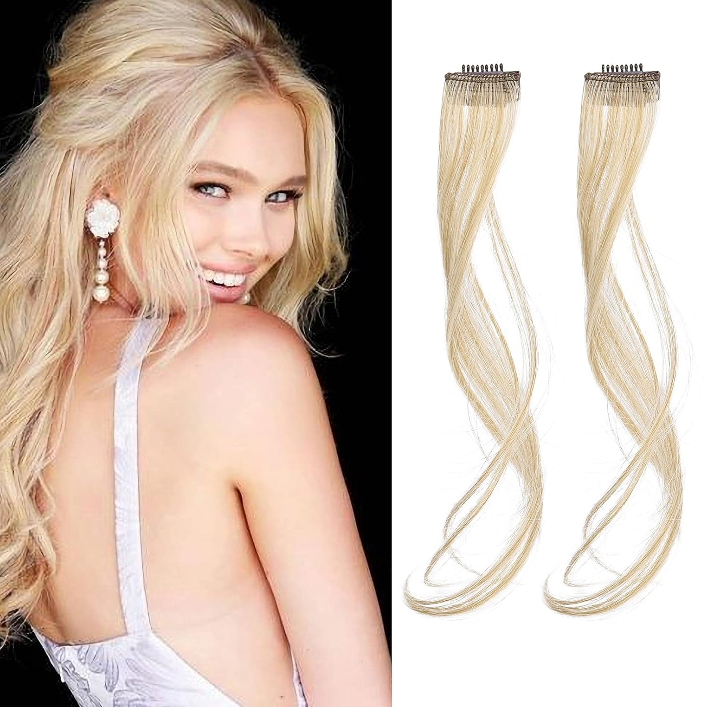 Long Side Air Bangs - Wavy Curly Clip-In Curtain Bangs for Women | 12 Inch Face-Framing Highlights in Grey/Brown/Silver/White