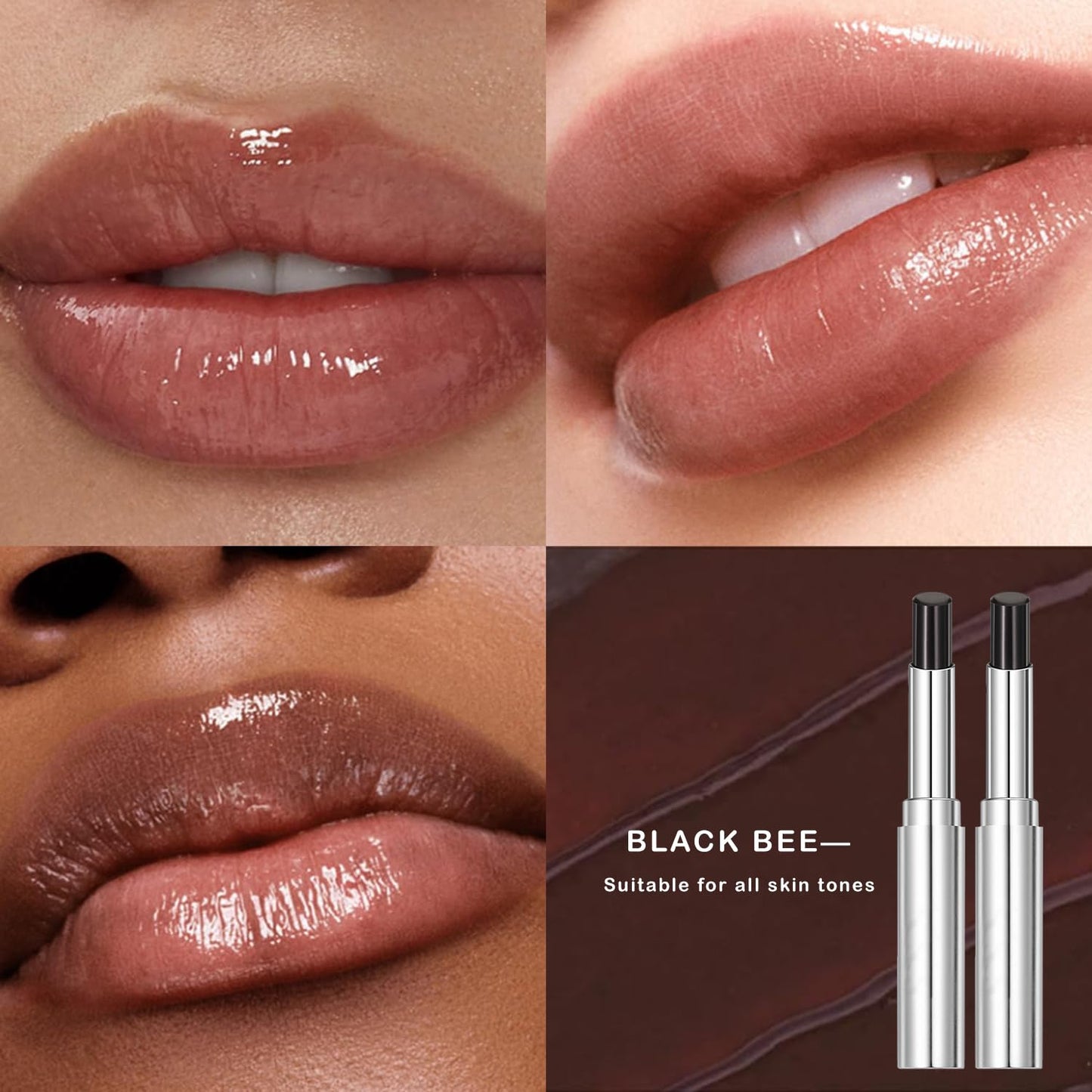Noir Honey Lipstick - Moisturizing Lip Color & Nourishing Balm | Long-Lasting, Non-Sticky, 2 Pcs