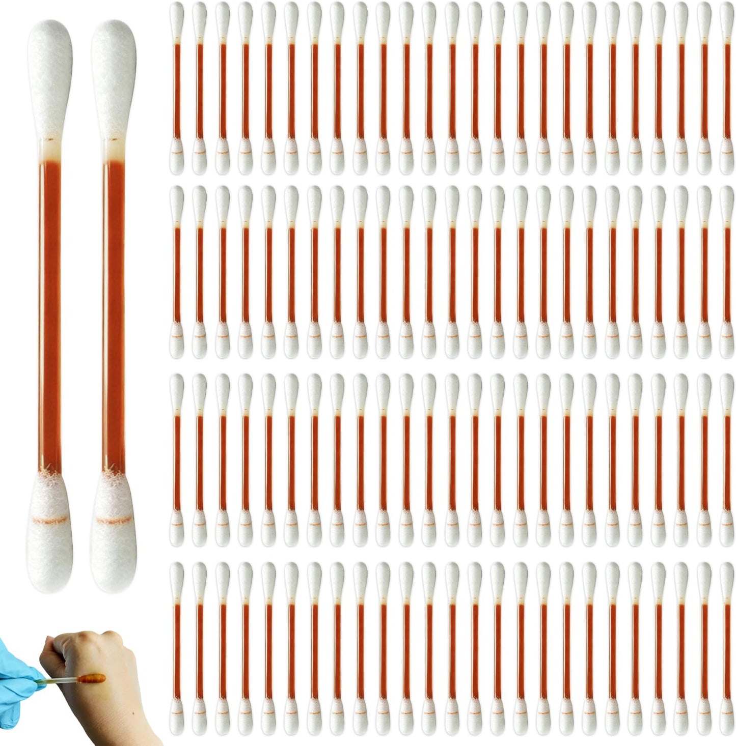 100 Pcs Cotton Iodine Swabs Individually Wrapped – Disposable Iodophor Swabsticks Medical Sanitary First Aid Kit Emergency Care Safety Home Travel Use