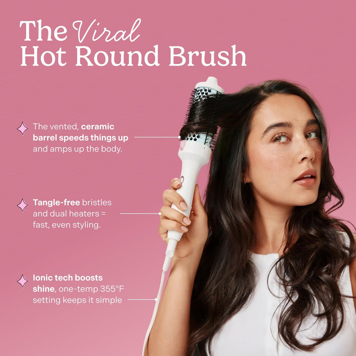 Heated Round Brush for Voluminous Blowouts - 1.77 Inch Thermal Brush with Ionic Technology & Anti-Tangle Bristles | Ideal for Medium to Long Hair