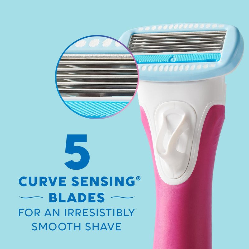 Schick Hydro Silk TrimStyle Razor with Bikini Trimmer for Women | 2-in-1 Bikini Razor for Women and Womens Trimmer for Pubic Hair, Includes 1 Waterproof Handle, 3 Refills & 1 AAA Battery
