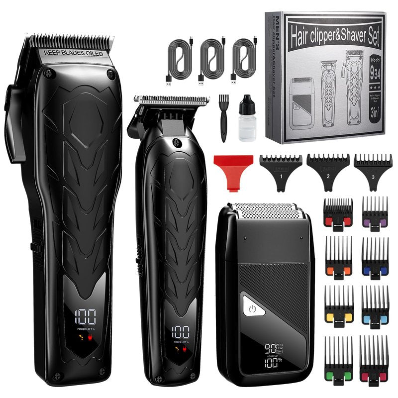 Lanumi Hair Clippers for Men - Cordless Barber Clippers Set with T-Blade Trimmer, USB Rechargeable, LED Display