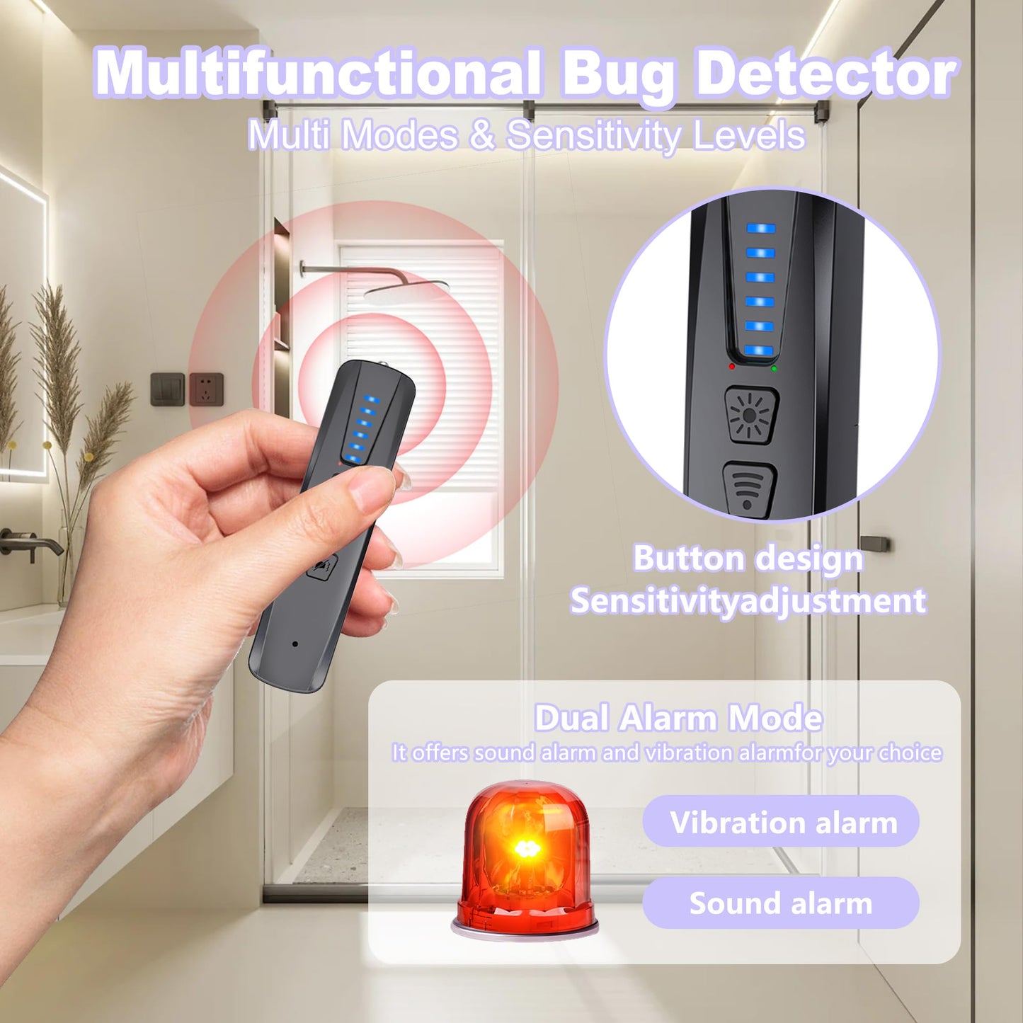 JZDCB Hidden Camera Detector & GPS Tracker Finder | Spy Camera Detector with RF Signal Detection for Travel, Hotel, Car | Anti-Spy Bug Detector & Wireless Camera Finder(Black)