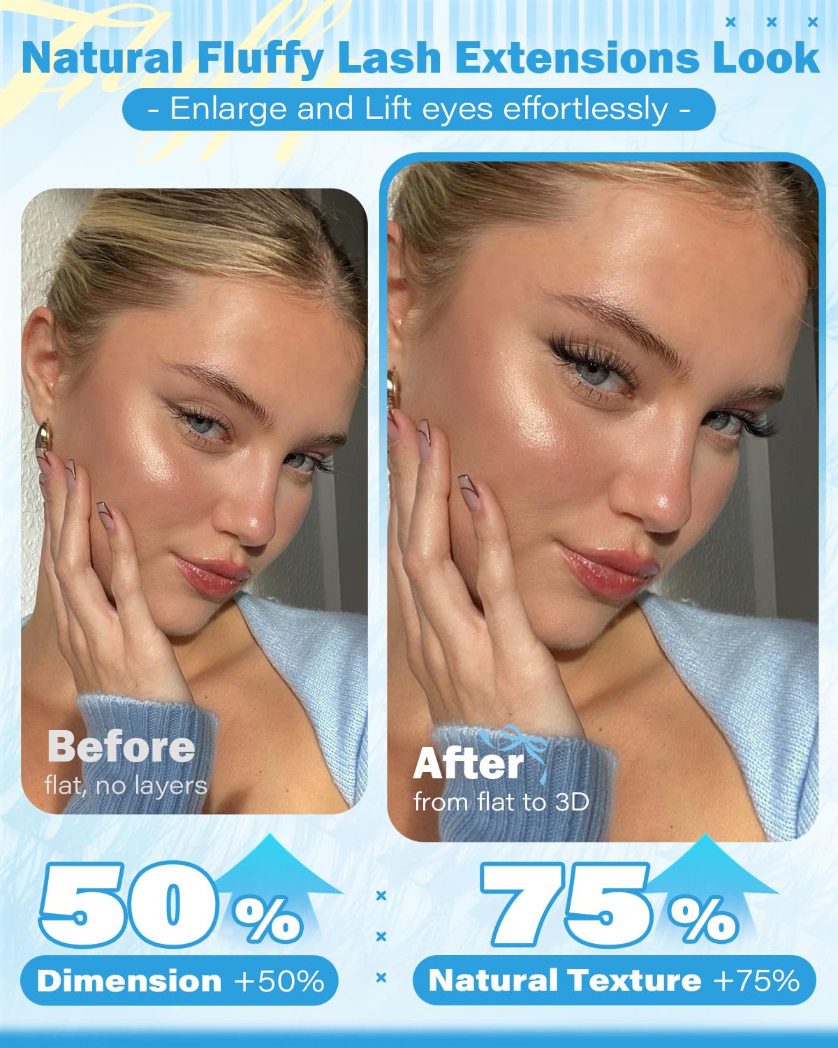 Wtvane Wispy Lash Clusters Fluffy Eyelash Clusters Lashes 10-16mm Natural Cluster Eyelash Extensions CD Curl Incividual Lashes Clusters with Thin Band Soft Wear DIY Wispy Lash Extensions for Daily