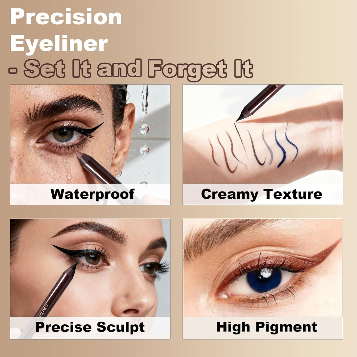Plum Gel Eyeliner Pencil - Waterproof & Smudge-Proof Long-Lasting Formula | High-Pigmented Creamy Eye Makeup for Mature Women