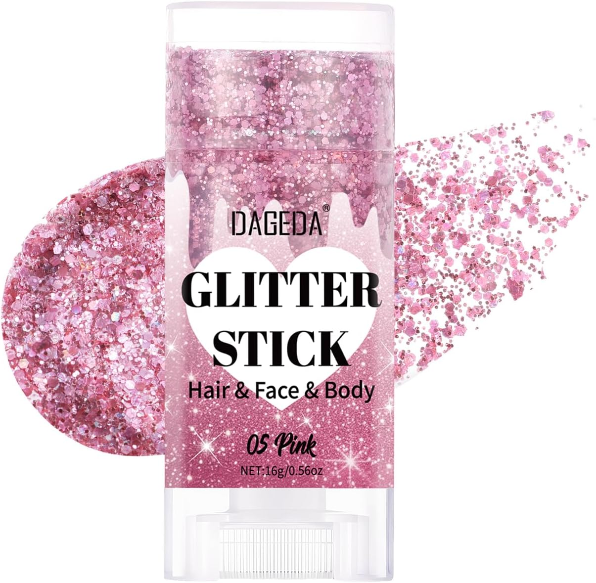 Red White Blue Body Glitter Stick - Sparkly Face Glitter Makeup for 4th of July | Shimmer Face Paint Stick
