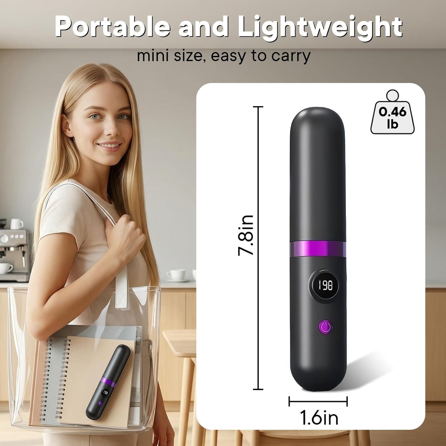 Go Brush Pro Cordless Hair Straightener Brush - Portable Ionic Hot Comb with Infrared Light | 3 Temperature Settings for Travel Use