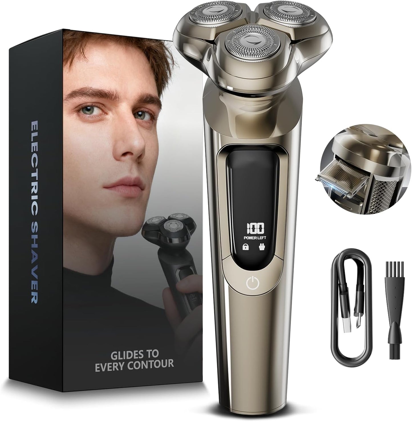 Electric Razor for Men - 3D Flex Blades, Pop-Up Trimmer, IPX8 Waterproof | Sleek Gunmetal Finish