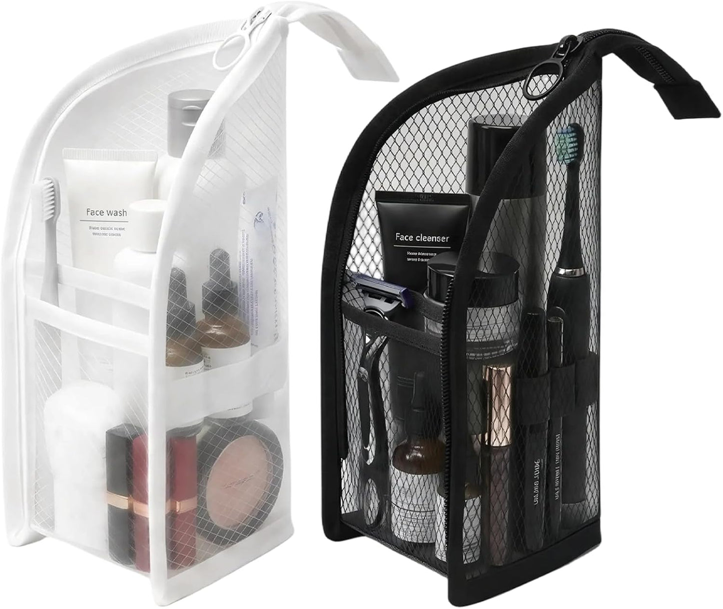 Portable Standing Toiletry Bag - Travel Cosmetic Pouch Set | Clear Makeup Bags (2 Pieces)