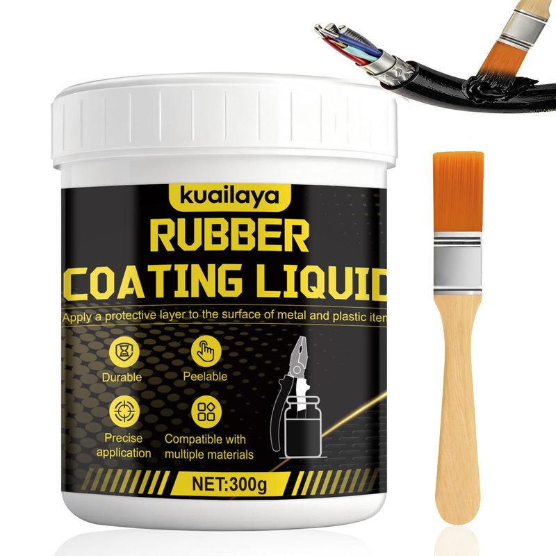 kuailaya Rubber Dip for Tools, Liquid Rubber Dip Tool Handle Dip Coating Effective Protection Slip Resistance Waterproof and Insulating Easy to Peel for Tool Protection Creative DIY, Black 300g