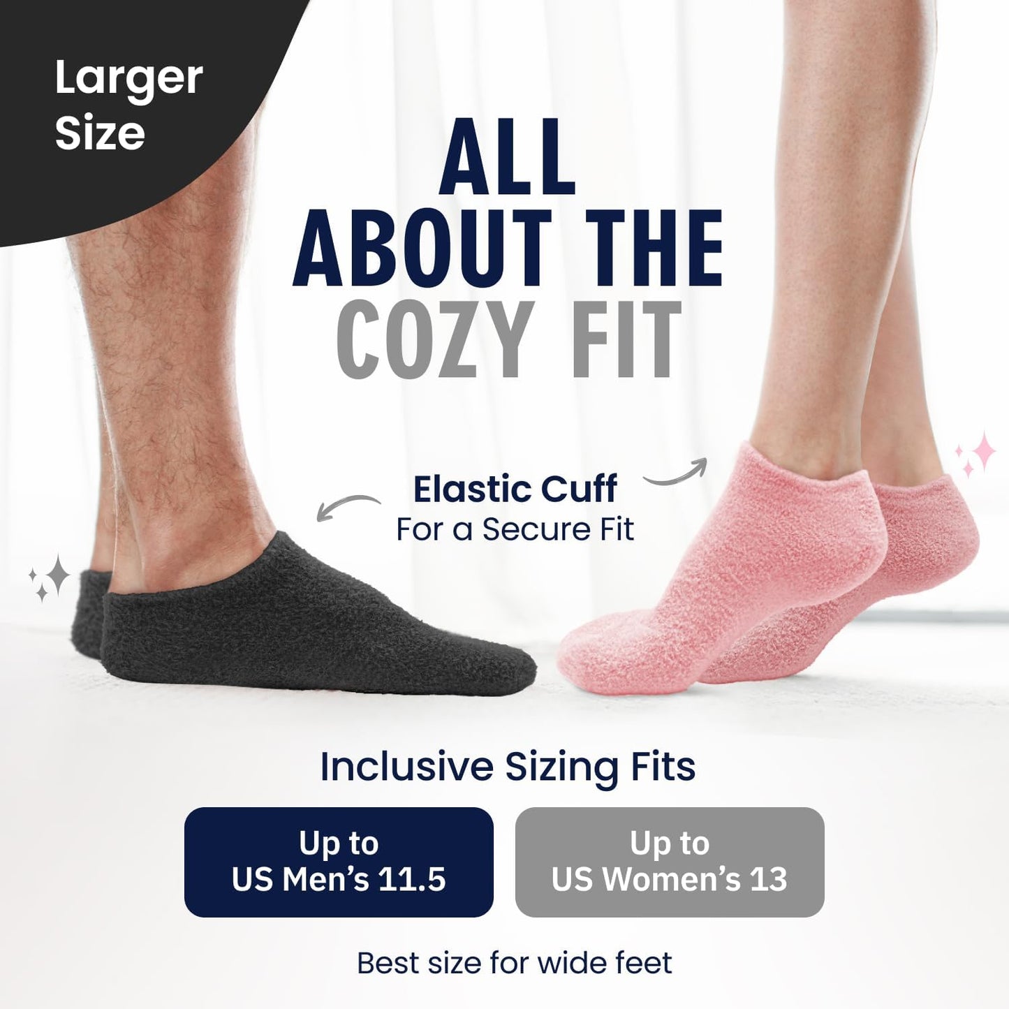 Moisturizing Gel Socks for Men & Women - Dry Feet & Cracked Heel Treatment | Full Foot Gel Lining with Mango Butter, Shea Butter, Jojoba & Coconut Oil (Large - Obsidian Oasis)