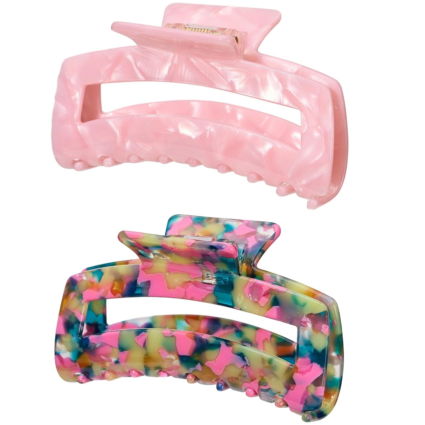 Acetate Hair Claw Clips - Stylish Medium Banana Clip Set for All Hair Types | French Design (2 Pack)