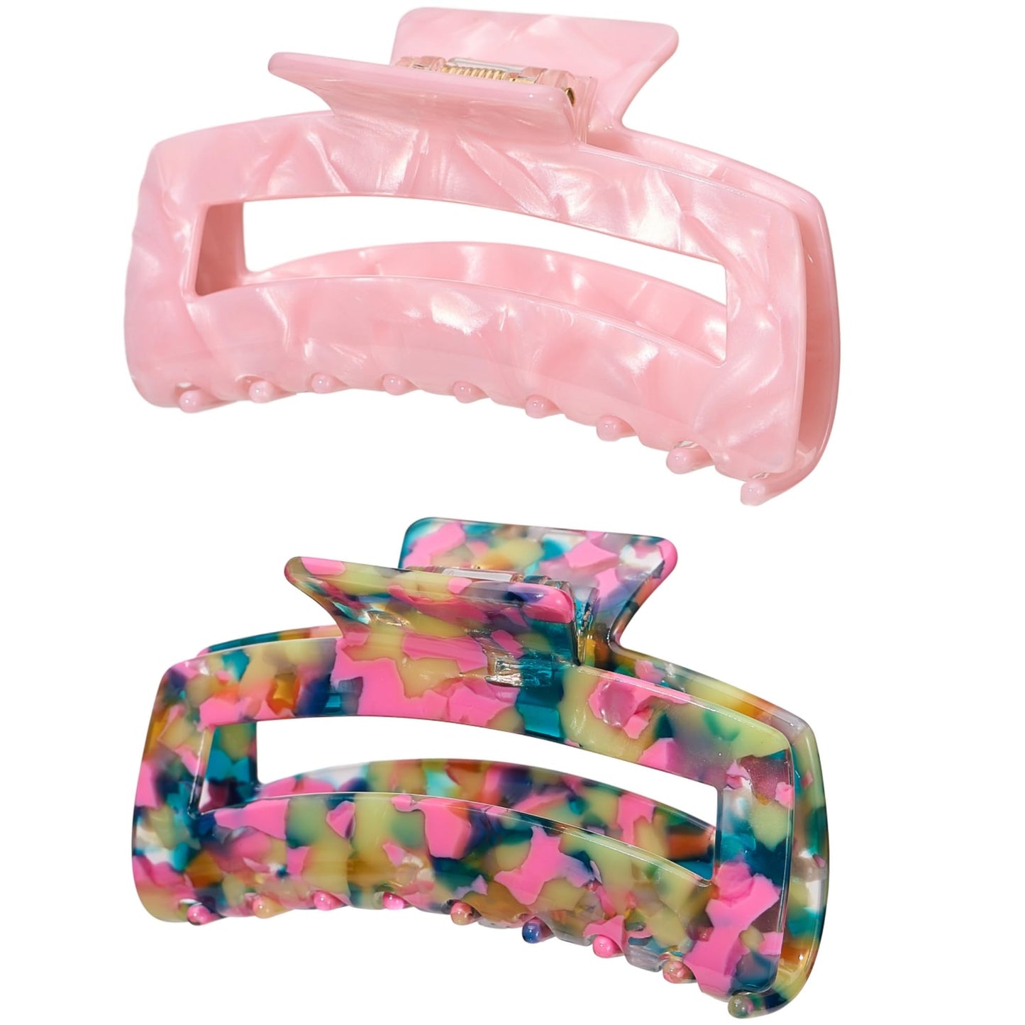 Acetate Hair Claw Clips, Textention Cellulose Acetate Hair Clip Medium Barrette Banana Claw Clip French Design Fashion Jaw Clamp Styling Accessories for Women Ladies Thin Thick Curly Hair (2 Pack)