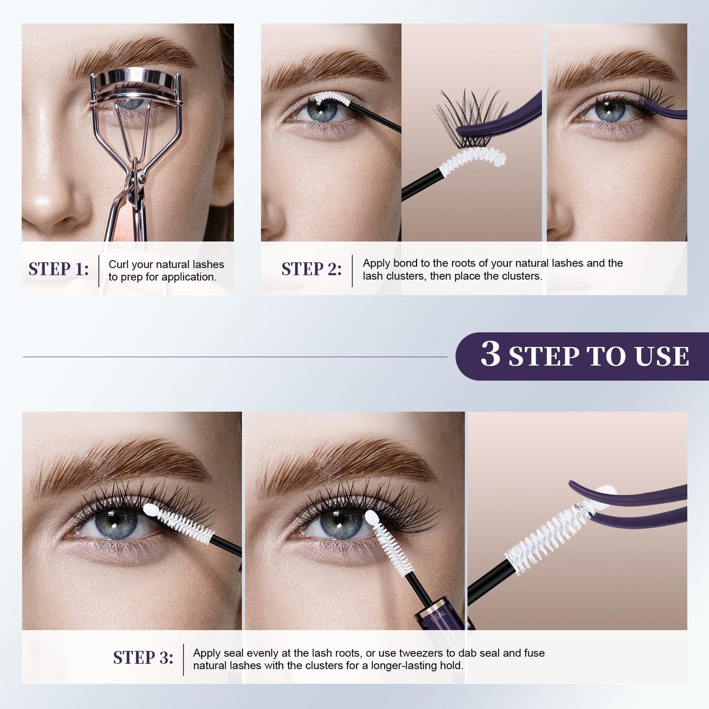 GlowVane White Lash Bond and Seal Waterproof Lash Glue for Eyelash Clusters 2-in-1 Lash Cluster Glue Strong Hold Eyelash Cluster Glue Latex-Free Eyelash Glue Long Lasting Beginner Friendly (5ml+5ml)