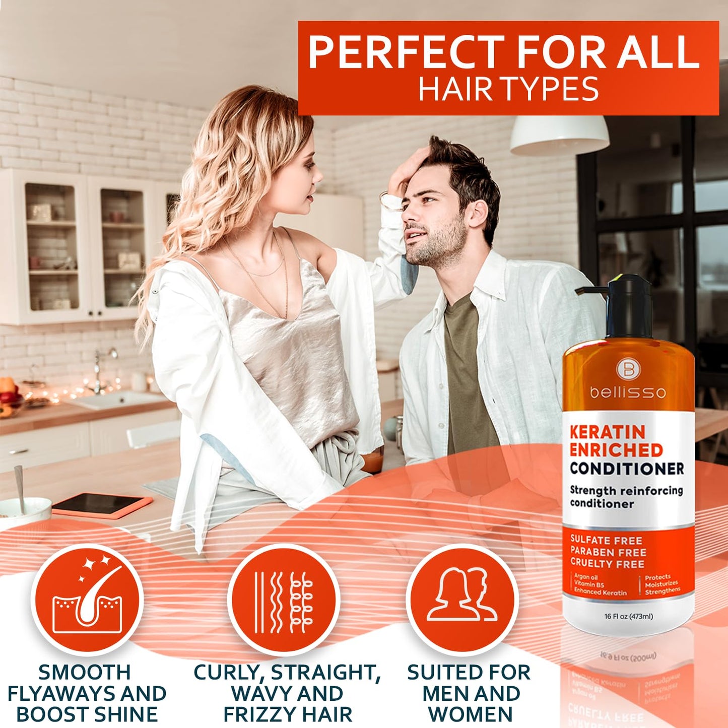 Keratin Conditioner - Sulfate & Paraben Free Deep Treatment for Dry, Damaged Hair | Repair Split Ends for All Hair Types
