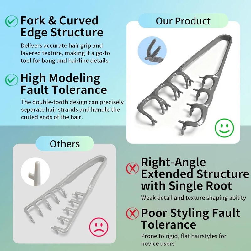 Texture Comb Set for Men & Women - Professional Volumizing Tool for Thick Curly & Fine Hair | Durable Wide Tooth Design in Gray & Pink