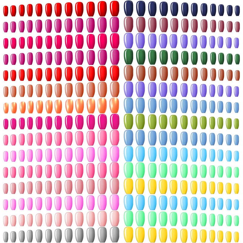 Maitys 720-Piece Medium Square Coffin Press-On Nails, 30 Sets Glossy