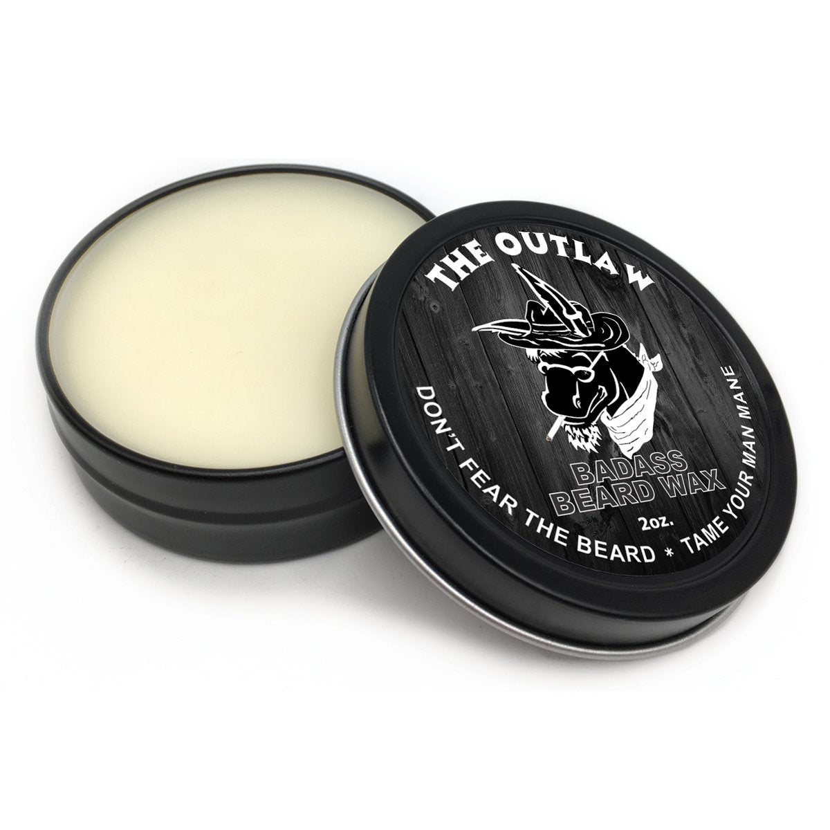 Badass Beard Care Beard Wax for Men - The Outlaw Scent 2 oz - Shea Butter Argan Jojoba Beeswax - Tobacco Vanilla Black Pepper - Medium Hold Beard and Mustache Wax