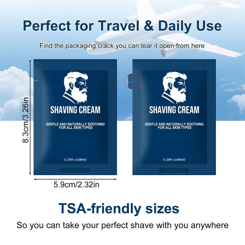 Skourvut Shaving Cream Bulk Travel,8ml/0.28 oz Travel Shave Cream Disposable Shaving Cream in Bulk for Hotel Homeless （Jasmine，pack of 30)