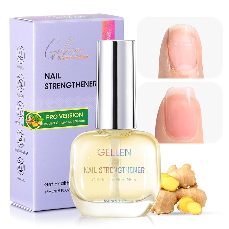 GELLEN Pro Care Ginger Nail Strengthener - 8-in-1 Air Dry Clear Serum for Thin Nails Growth & Repair | Nourishing Formula