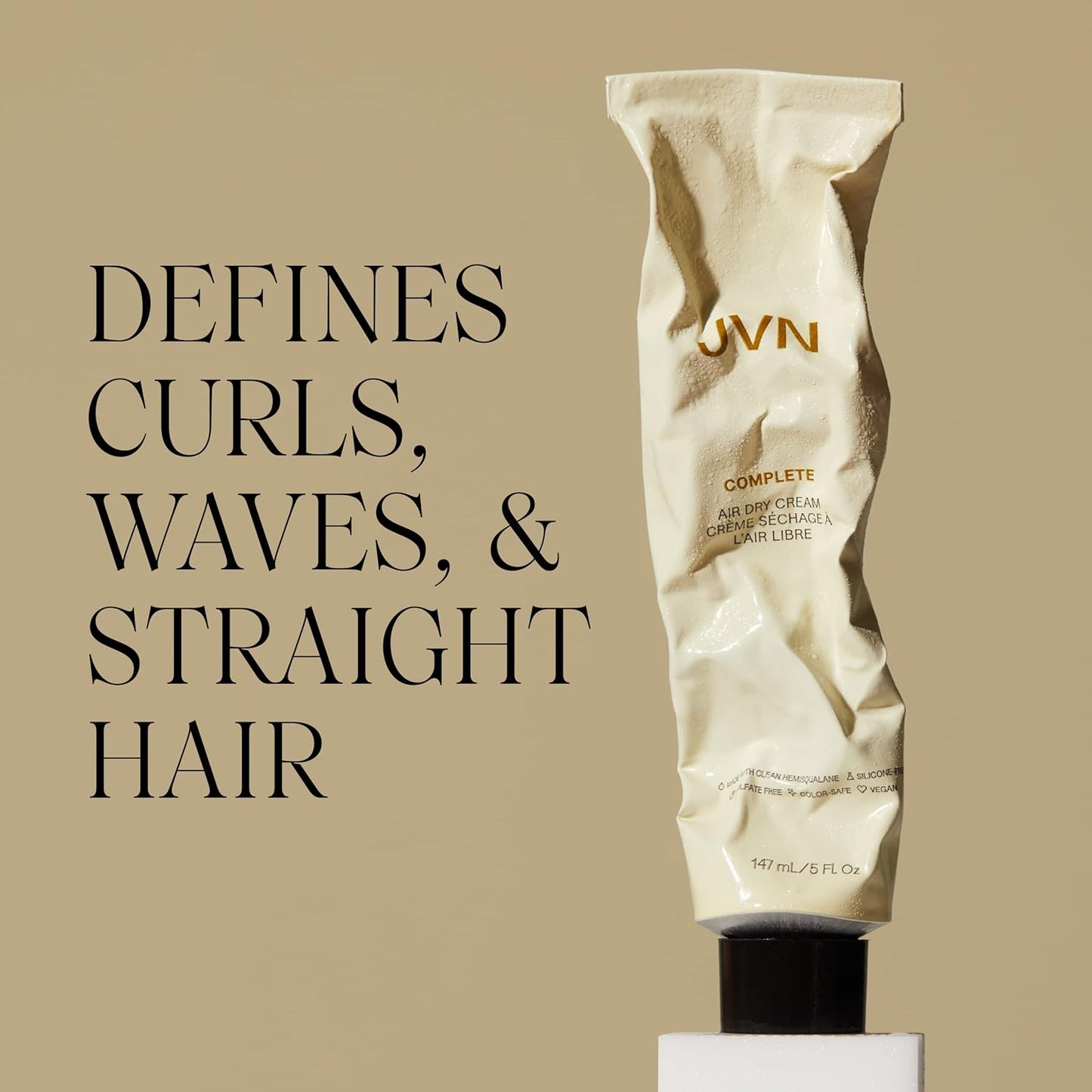 JVN No Heat Air Dry Cream - Hair Smoothing & Curl Enhancer, 5 Fl Oz | Silicone-Free, Natural Texture