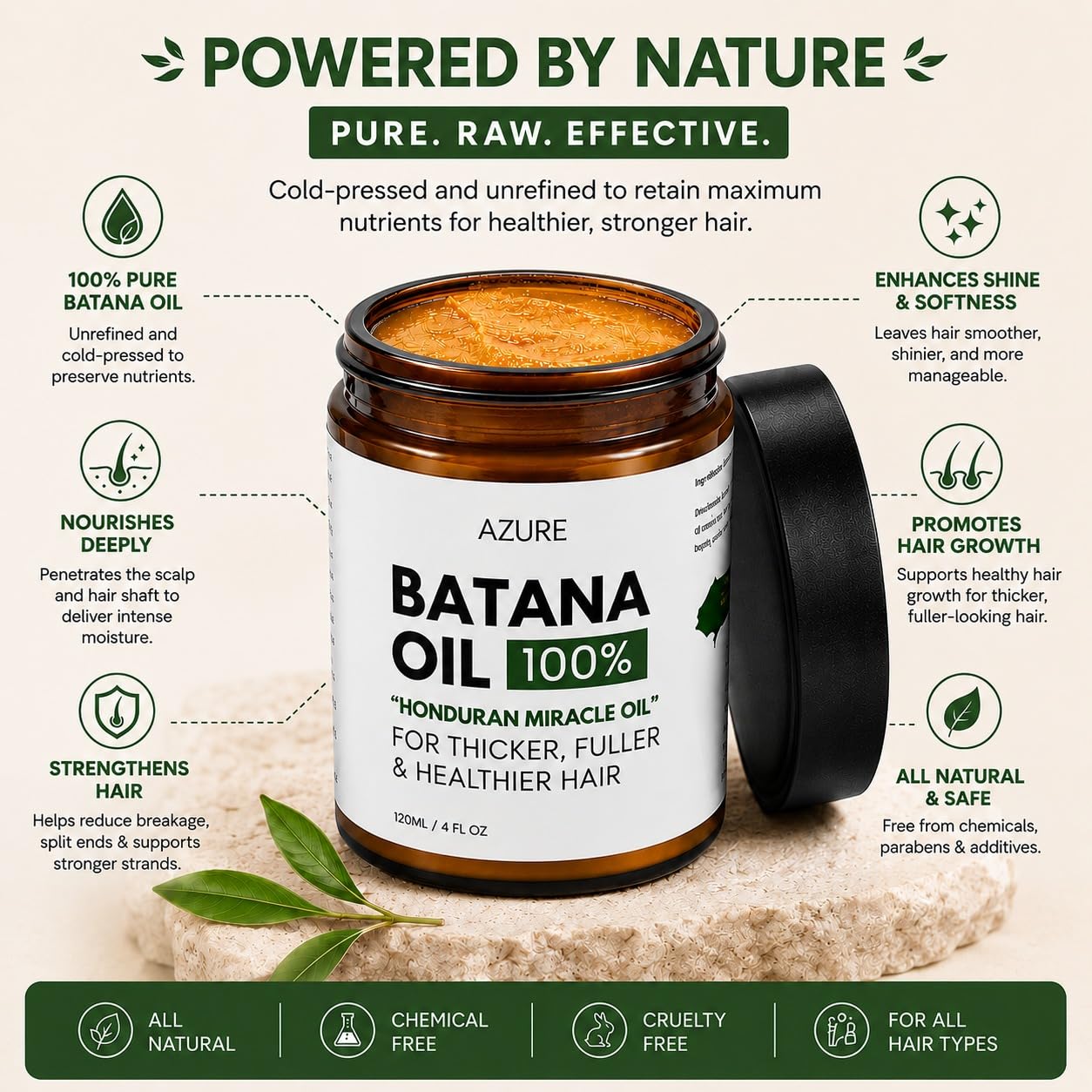 Batana Oil Paste for Hair Growth - 100% Pure Nourishing Scalp Treatment | 4 Fl Oz - For All Hair Types