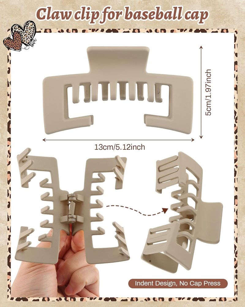 Hat-Friendly Claw Clips for Baseball Caps - 4 Pack Trucker Hair Clips for Thick Hair | Stylish Hair Accessories
