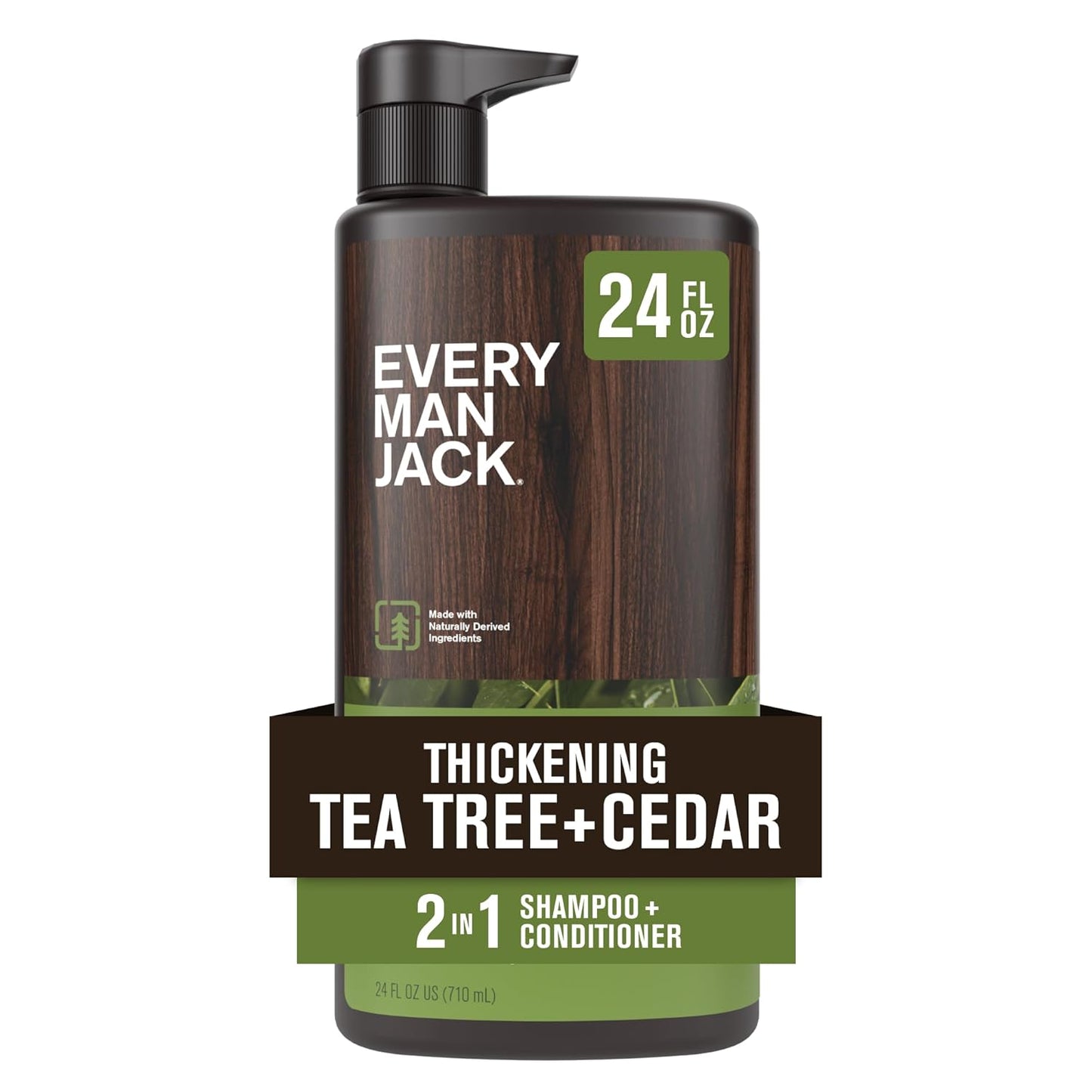 Every Man Jack 2-in-1 Shampoo & Conditioner for Men - Nourishing Amber & Sandalwood | Cruelty-Free | 24oz