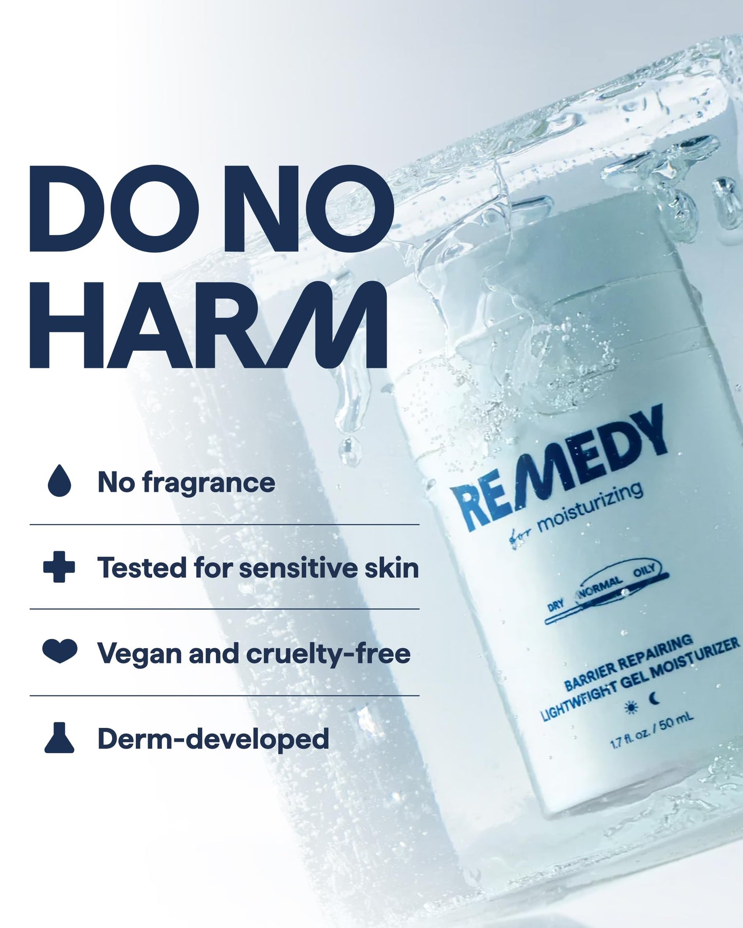 Remedy Lightweight Barrier Repairing Gel Face Moisturizer | Niacinamide, Ceramide and Squalane | Fragrance Free | Eczema Seal Certified | Water Cream All Skin Types | By Dermatologist Dr Shah | 1.7 oz