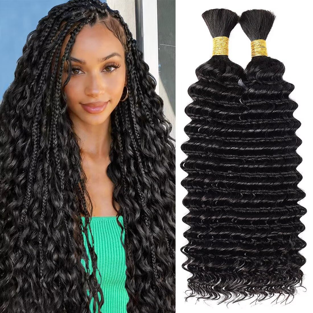 Unprocessed Human Hair for Braiding - Honey Blonde Curly Bulk Hair | 18 Inch, 150g, 3 Bundles