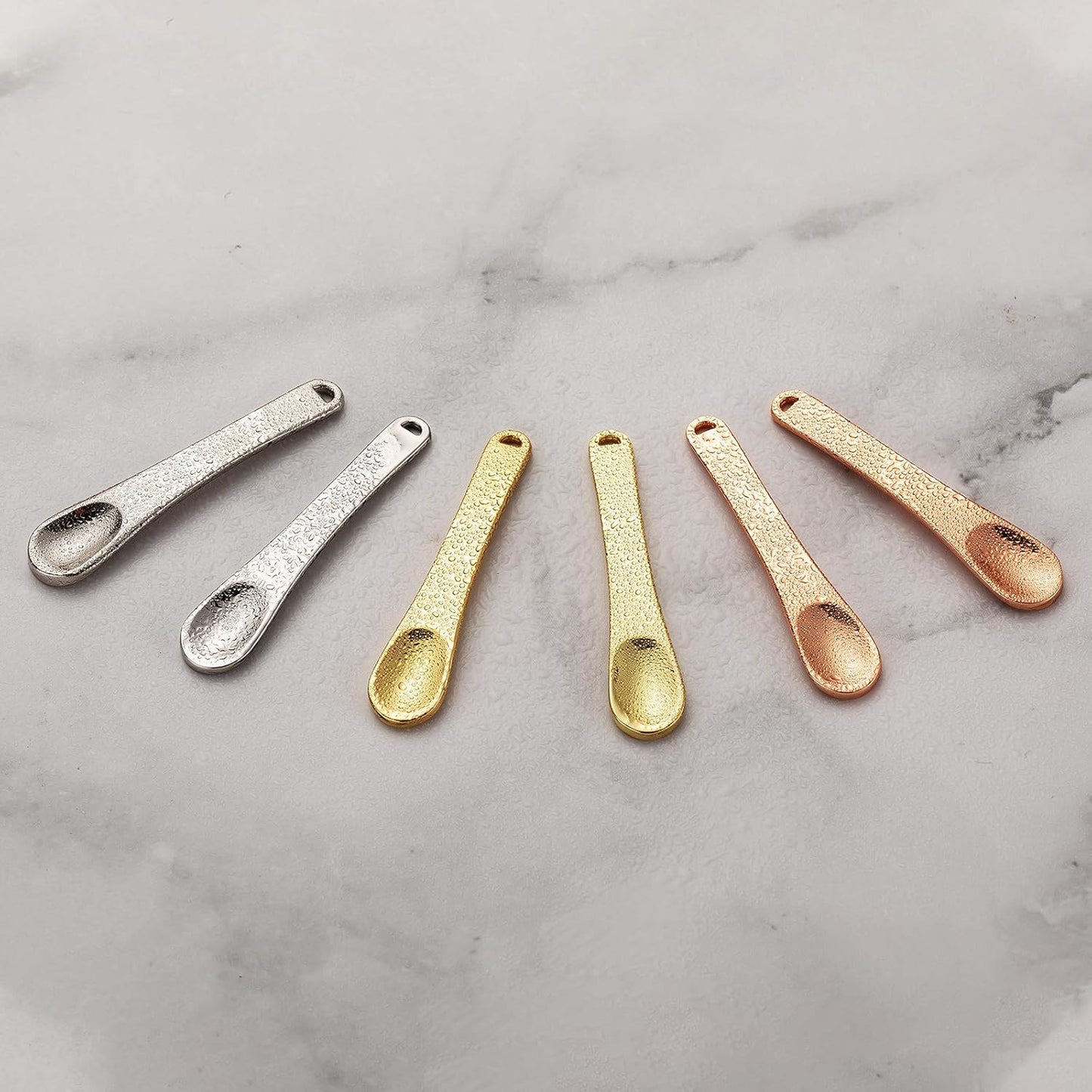 Tekson 6-Piece Metal Cosmetic Spatula Set - Reusable Makeup Spoons for Creams & Lotions | Rose Gold, Gold, Silver