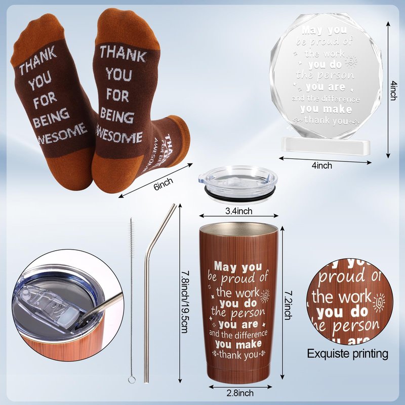 Kolewo4ever 9 Pieces Employee Appreciation Gifts for Men Christmas Gifts Thank You Gift May you Be Proud Gift for Team Coworkers Farewell Male Friend (Brown)