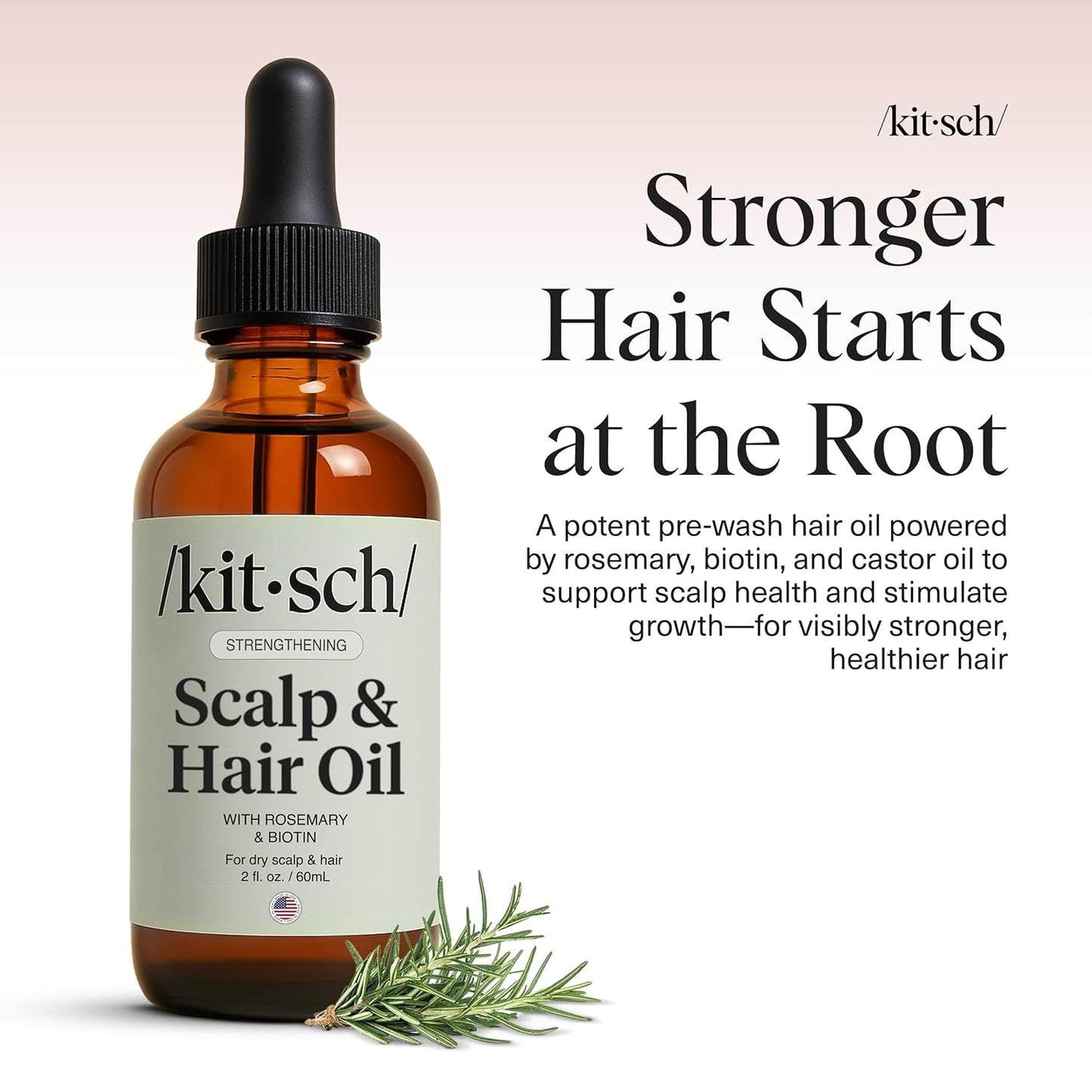 Rosemary Oil for Hair Growth - Pre-Wash Treatment with Castor & Biotin | Lavender Scent, 60mL - Strengthens Roots & Adds Shine