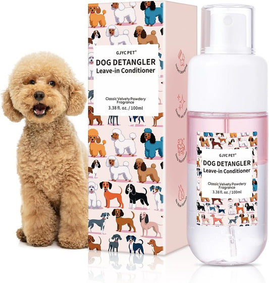 Dog Detangler & Dematting Spray - Leave-In Conditioner with Coconut Oil & Jojoba Oil | 3.38 fl. oz for Tangle-Free Grooming