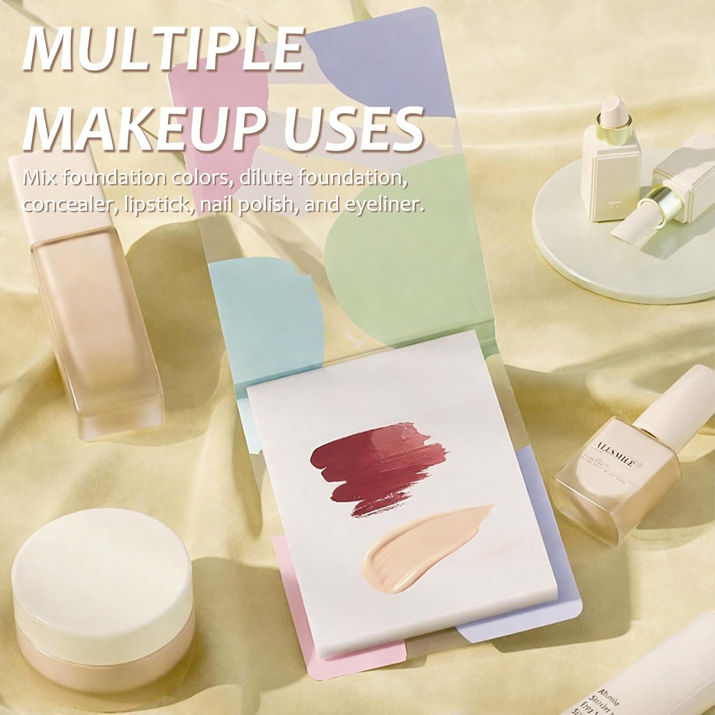 Makeup Mixing Palette Papers - 200 Disposable Sheets with Mixing Sticks | Ideal for Foundation, Concealer & Eyeshadow Blending