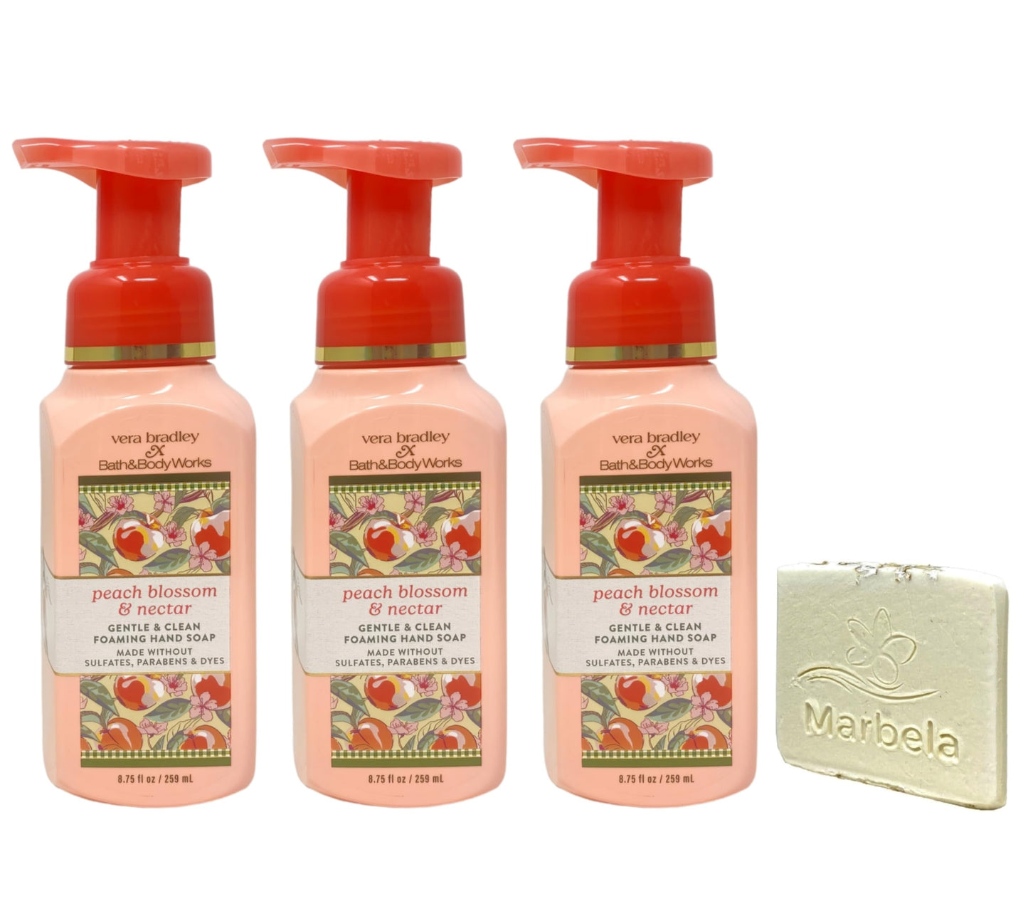 Bath & Body Works Peach Blossom & Nectar 3 Gentle & Clean Foaming Hand Soaps with a Natural Oats Sample Soap