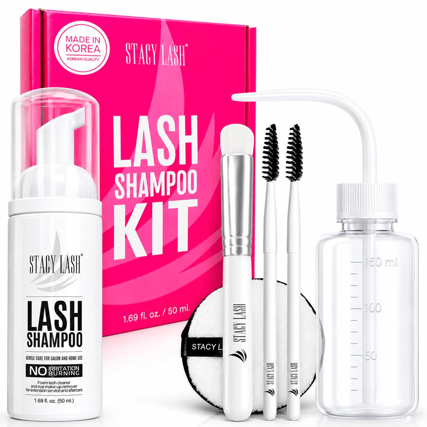 Eyelash Extension Shampoo - Korean Foaming Cleanser with Brush | 3.38 fl. oz / 100ml for Natural & Extension Lashes