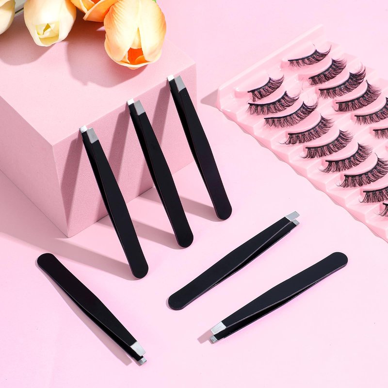 50 Pcs Eyebrow Tweezers Set Stainless Steel Slant Tip Tweezers Professional Precision Eyebrow Plucking Grooming Ingrown Growing Hair Remover for Women and Men Facial Hair