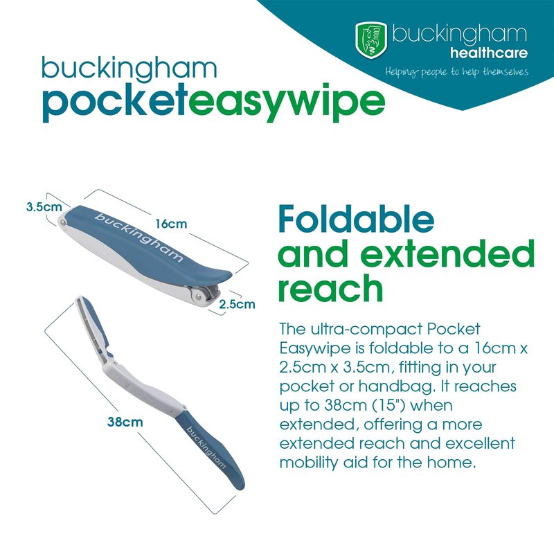 Buckingham Pocket Easywipe Bottom Wiper, Disability Aids for The Home, Toilet Aids for Wiping for Disabled and Elderly, Bottom Wipers for Disabled, Personal Hygiene Aid Foldable Travel Accessory