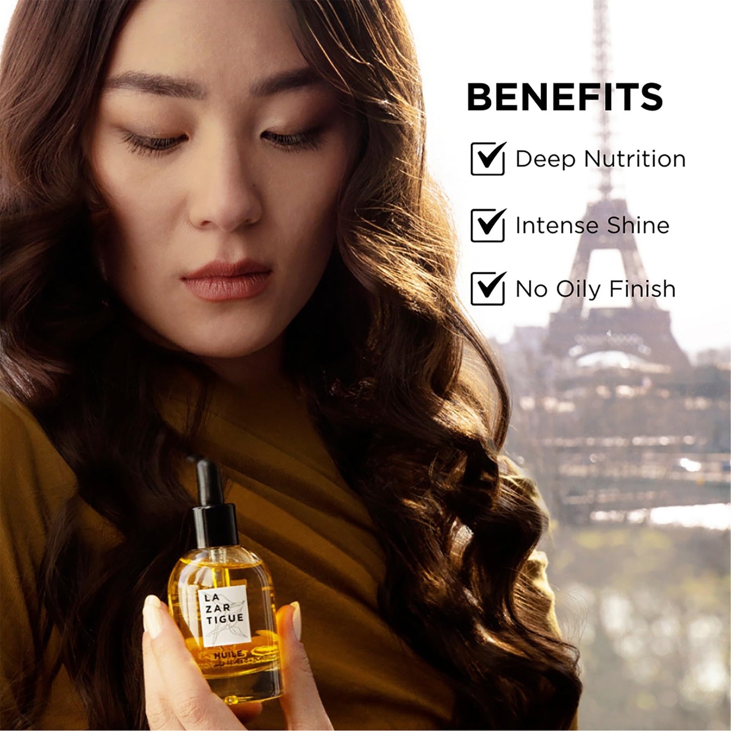 Lazartigue Huile des Rêves Nourishing Dry Oil for Hair, Adds Shine & Nourishment with Argan, Apricot & Camellia Oils, Vegan, Sulfate & Silicone Free, 1.7 Fl Oz