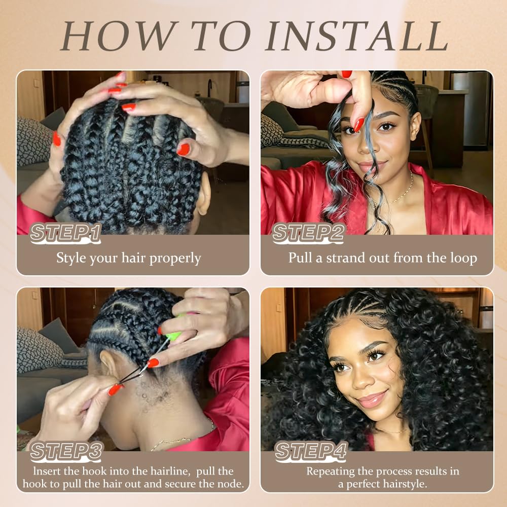 Human Crochet Hair for Black Women - Deep Wave 16 Inch 125g | Ombre Invisible Miracle Knots Extensions T27#