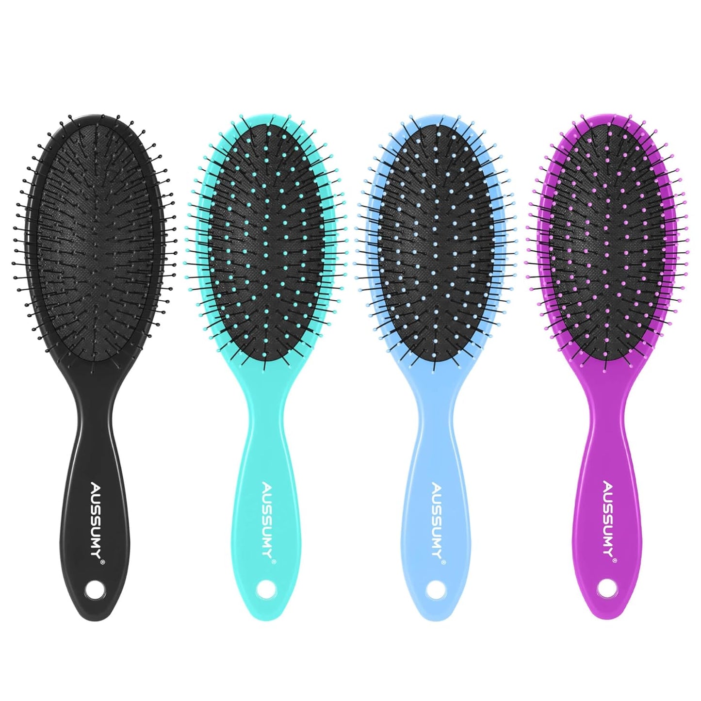 Air Cushion Detangling Hair Brush - 2 Pack Ultra Soft Bristle Detanglers for Curly Hair | Black & Green