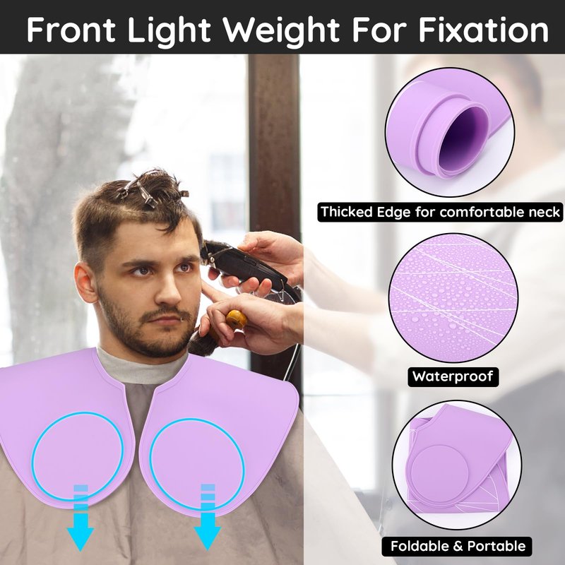 Segbeauty Hair Cutting Guide Mat Purple, Longer Silicone Waterproof Cutting Mat, Professional Salon Hair Cutting Mat with Guidelines Weighted Neck Wrap for Hair Stylist