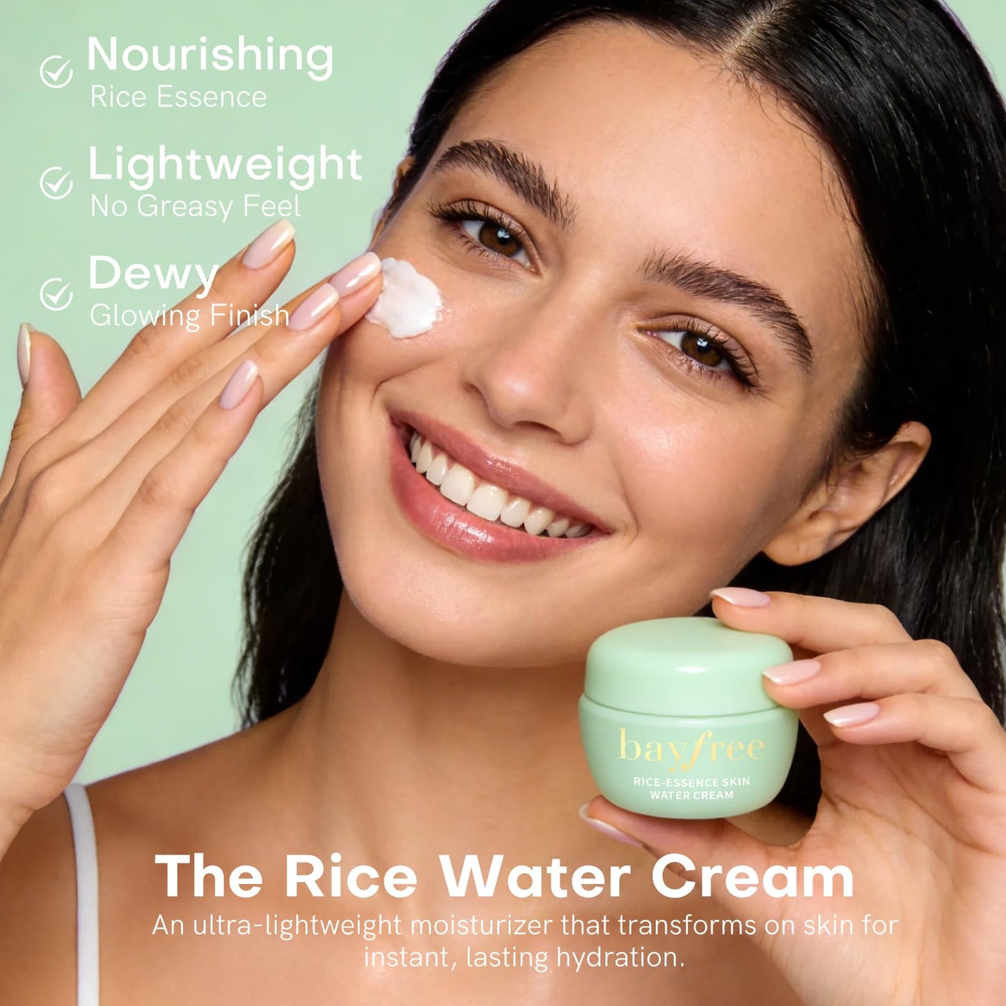 bayfree Favorites Travel Dewy Skin & Lips Plump Set, Hydrating Korean Skin Care Set with Rice-Essence Wash, Water Cream & Lip Mask, Gentle Vegan Skincare Gift Set for Girls Women, Glowing Skin