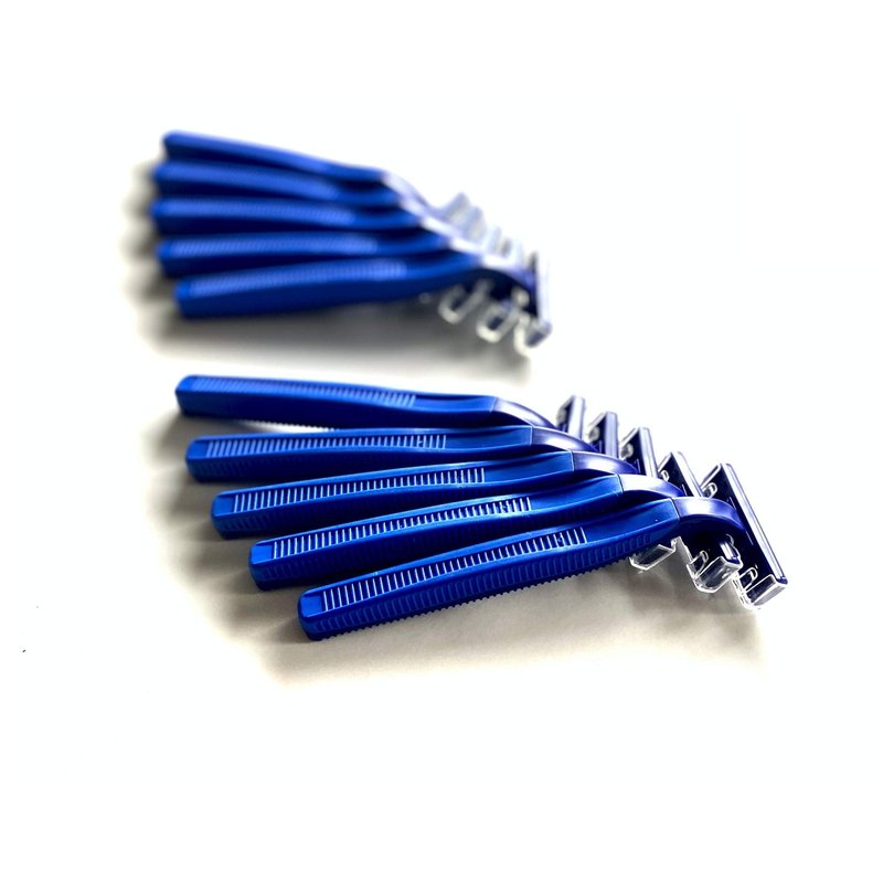10 Pack of Dependable Disposable Blue Razor Blades with Aloe Vera Strip and Solid Handle