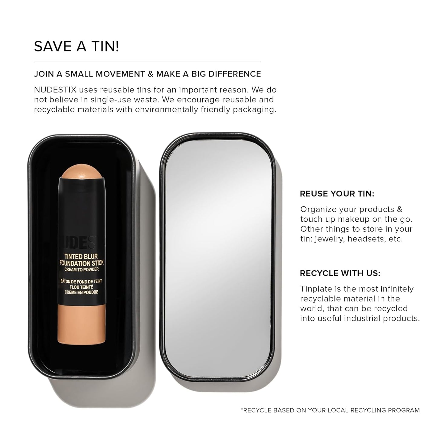 Nudestix Tinted Blur Foundation Stick - Cream-to-Powder Lightweight Makeup for Pores & Blemishes | Natural-Matte Finish